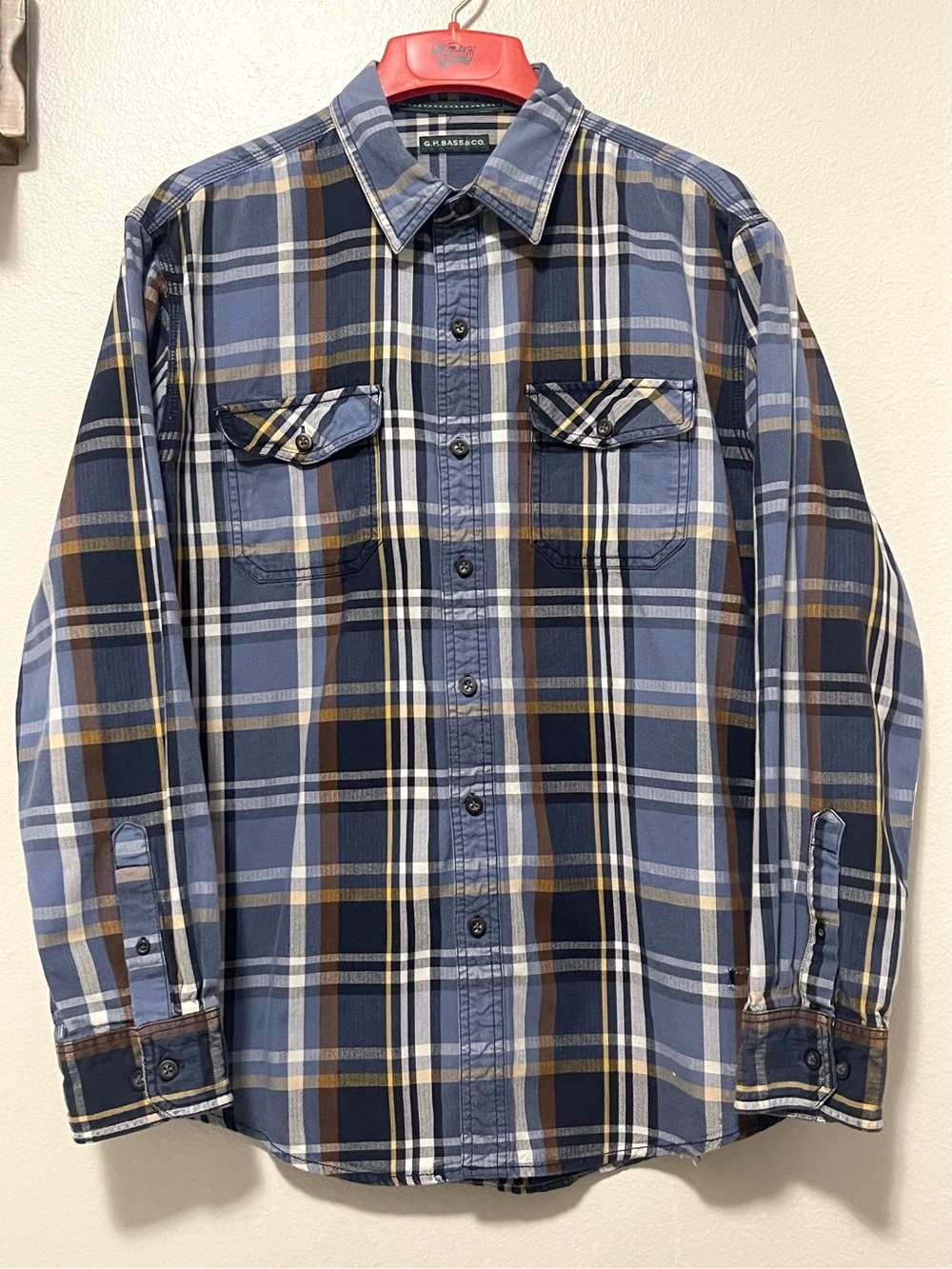 G. H. Bass Plaid Workwear Shirt - Heavy & 100% Cotton - Size Large